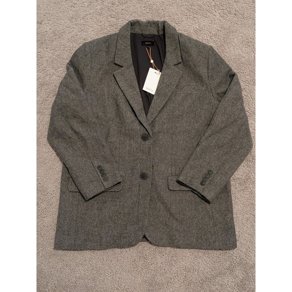 Quince Italian Wool Oversized Blazer Textured Brown Women's XL NWT Preppy